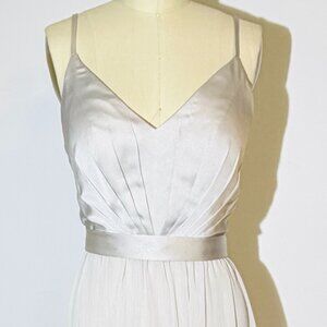 Vera Wang Sterling Satin & Chiffon Maxi Dress, Spaghetti Strap, Back detail, 4